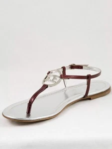 New Iceberg Burgundy Patent Leather Sandals 37.5 US 7.5 - Picture 1 of 6