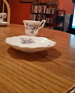 VINTAGE REGENCY BONE CHINA BLUE FLOWER CUP AND SAUCER - Picture 1 of 3