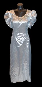 Mike Benet Vintage 80s Silver Lame Holographic Prom Party Formal Dress size 12 - Picture 1 of 3