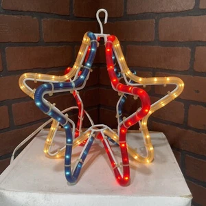 Vintage Patriotic Rope Light 3D Hanging Star Red White & Blue “Fire Burst” RARE! - Picture 1 of 5