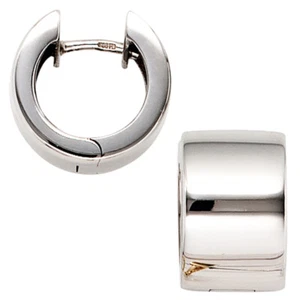 JOBO Creolen rund breit 375 Gold Weißgold Ohrringe Weißgoldohrringe Weißgoldcreo - Picture 1 of 1