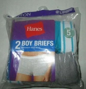 2 Pairs Hanes Cotton Sporty Boy Briefs Women's Tagless Underwear Lt Grey Size 5 - Picture 1 of 2