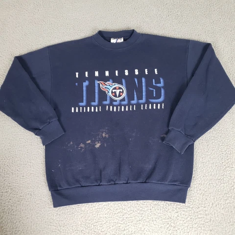 VINTAGE Tennessee Titans Sweater Mens Large Blue Cotton Pullover Logo Athletic Cover