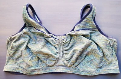 Comfort Choice Cotton Wireless Bra 50G Blue Stretch Unlined Added Sling Support - Image 1 of 4