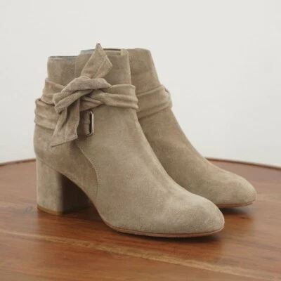 Botas al tobillo Rag & Bone para mujer Dalia de gamuza con tacón atado talla 37/7 beige camel Foto 1 de 4