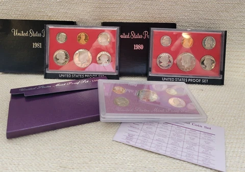 lot of 3 US Proof Sets 1980, 1981 Type 1, 1989 23075 Cover