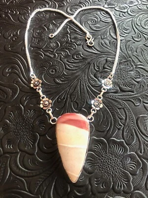 Cadena Flor Colgante Flecha Jaspe Rojo Amarillo Artesanal 19" Foto 1 de 4