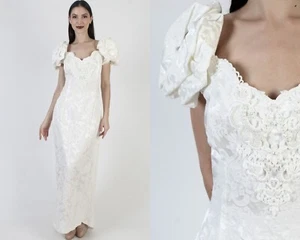 Vtg 80s Jessica McClintock Prom Dress White Gunne Sax Asymmetrical Ball Gown 14 - Picture 1 of 8
