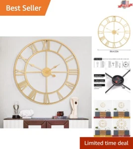 Extra Large Oversized Decorative Wall Clock - Modern Metal Silent Clock - Picture 1 of 10