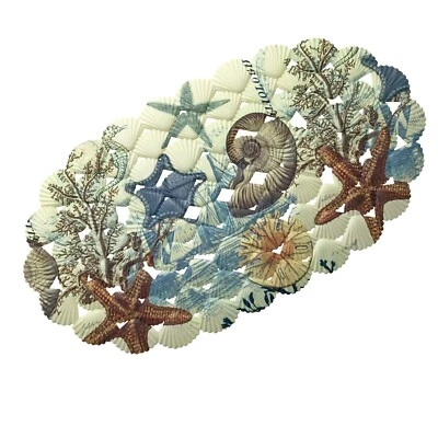 Ocean Shell Bath Mat - Non-Slip, Beachy Starfish Design for Shower/Tub #3150 - Image 1 of 3