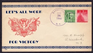 1944 "Lavoriamo tutti per la vittoria" Bannervile NY Sconosciuto-Maker WWII PatrioticTD21 - Foto 1 di 1