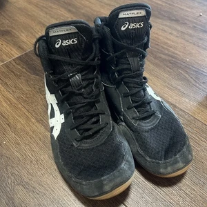Asic Black Wrestling Sneakers Black Mens Size 9 Pre Owned Matflex - Picture 1 of 8