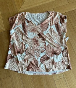 Soma Cool Nights Ruched Short Sleeve Tee - Pandawa Palm Champagne - XL - NWT - Picture 1 of 2