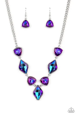 Paparazzi ~ Glittering Geometrics Purple Necklace Set ~ Dec Life Of The Party !! - Image 1 of 4