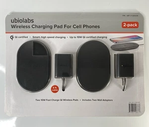 Ubiolabs Wireless Fast Charging Pads 2 Pk Qi for Cell Phones Apple Android - Picture 1 of 5