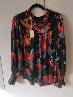 Top Anthropologie Jodifl Floral Talla M Romántico Femenino Cuello con Volantes Oficina Foto 1 de 4