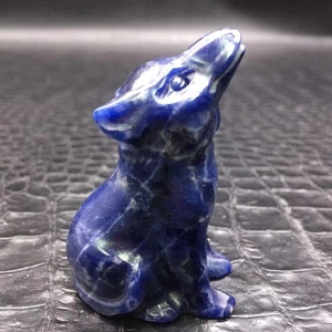 Natural Blue Sodalite Crystal Quartz Carving Wolf Reiki Healing Decoration 1Pc - Picture 1 of 19