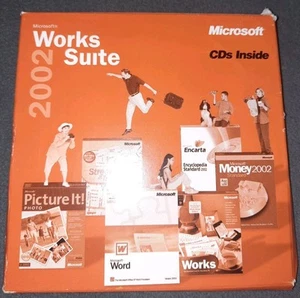 Microsoft Works Suite 2002 Word Money Picture It Encarta con clave de producto - Imagen 1 de 3