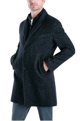 Men's Michael Kors Pike Black Wool Slim Fit Topcoat 40R - Image 1 of 4