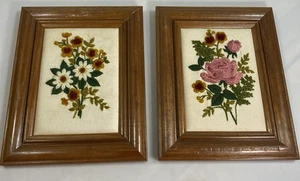 Vintage Creative Circle Crewel Stickerei Rosen und Gänseblümchen gerahmt 7,5x9,5" - Bild 1 von 9