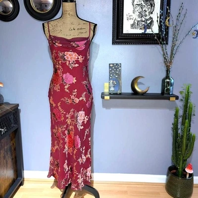 Vintage Monsoon 90s Y2K Midi Bias Cut Floral Slip Dress  UK 8/10 (US 6) - Image 1 of 4