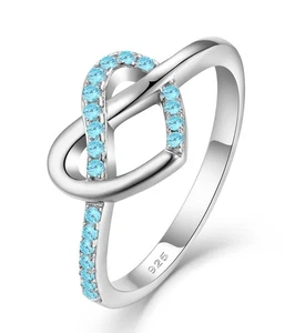 Liebesknoten Herz Versprechen Ring 925 Sterling Silber Infinity Ringe Created Aquam... - Bild 1 von 6