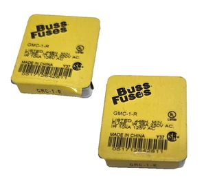 Qty 10 (2 Boxes of 5) Bussman GMC-1-R Fuses 1A, 5X20MM, Time Delay - Picture 1 of 8