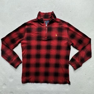 Youth L Polo Ralph Lauren Red Double-Knit Quarter-Zip Pullover Sweater L (14-16) - Picture 1 of 8