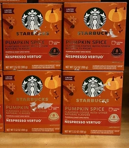 LOTE de CUATRO cajas de 8 vainas Starbucks PUMPKIN SPICE Nespresso Vertuo - 01/2026 - Imagen 1 de 2