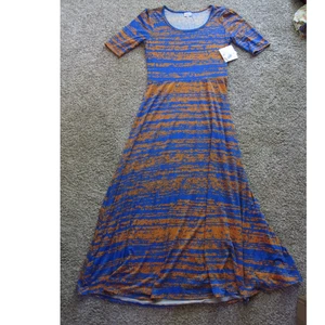 NEU LuLaRoe ANA Kleid in voller Länge Damen Größe XL orange & blau bequem Stretch! - Bild 1 von 5
