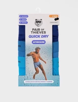 Par de cuecas boxer masculinas Thieves secagem rápida 3 peças - Azul tamanho médio 31” -33” novas - Imagem 1 de 4
