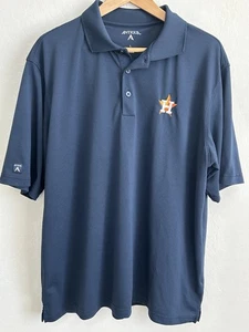 Houston Astros Camicia Uomo Blu Grande Manica Corta Pull Over Antigua Ricamata - Foto 1 di 10