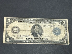 1914 $5 Federal Reserve LARGE Note US Bill LOW Shipping!!! - Picture 1 of 2