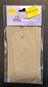 JoAnn Scrap Essentials New Package of 12 Gold Cardstock Tags 3 Sizes Included - Picture 1 of 2