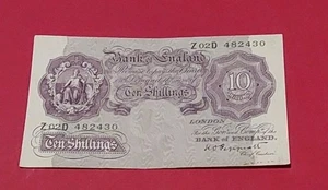 B251 Peppiatt Mauve 10/- Z02D Note Gvf, Next To First Run  - Bild 1 von 2