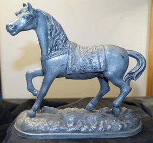 Antike 1895 Spelter Waterbury BONNER Pferd Manteluhr Topper Akzent Statue - Bild 1 von 9