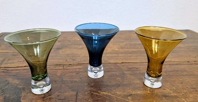 Juego De Colección De 3 Copas De Vino/Martini Tono Joya Artland - Base Burbuja Foto 1 de 4