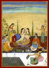 India Miniature Painting Reproduction: Harem Ladies - Fine Art Print 