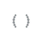 925 Sterling Silver Cz Curve Bar Stud Earrings Women Girl Jewellery Gift