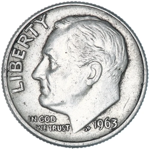 1963 D Roosevelt Dime 90% Silver Extra Fine XF Cover