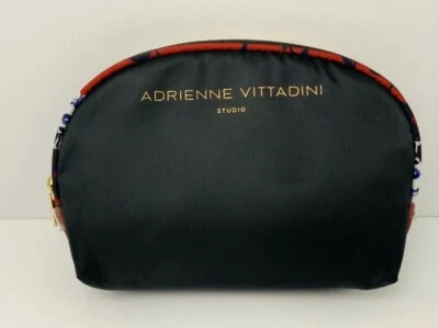 Adrienne Vittadini Toiletry Cosmetic Bag Travel Black Zip Top Unused - Imagem 1 de 4
