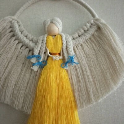 Macrame Angel Wall Decor NEW Tapestry Boho Hanging Home Woven Bohemian Handmade  - Image 1 of 4