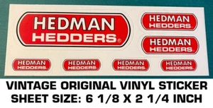HEDMAN HEDDERS ORIGINAL VINYL STICKER DECAL-QTY 7 STICKERS PER SHEET-NHRA-RACING - Picture 1 of 2