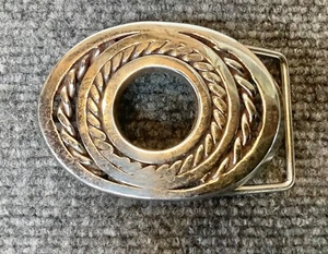 Unusual BELT BUCKLE 1 1/2 Inch Silver Tone Cable Chain Metal Art KZ - Bild 1 von 8