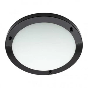 Litecraft Mari Ceiling Light Large Bathroom Flush LED IP44 Fitting - Satin Black - Picture 1 of 7