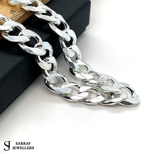 925 Solid Sterling Silver 9mm Heavy Curb Link Chain Necklace 20" 22" 24" New - Picture 1 of 13