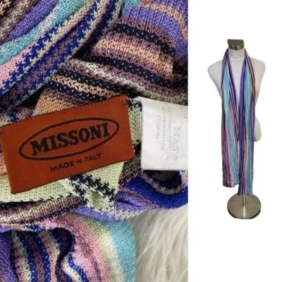 Missoni Multi-Color Striped Knit Long Scarf - Image 1 of 4