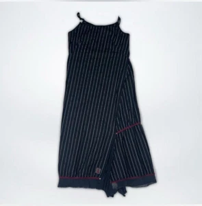 Cop Copine Rare Asymmetrical Black Pinstripe Mesh Mermaid Maxi Dress Size 42 - Picture 1 of 6