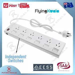 6 Outlet Power Board Overload Protection Individual Switch With 1M Cable - Picture 1 of 4