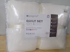 Kasentex Home Quilt Bed Set Soft & Cozy, Oversized King, 1 Quilt & 2 Sham, Ivory